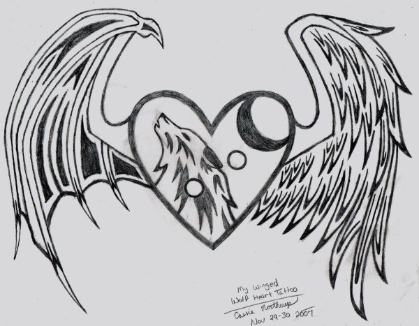 Сердце с крыльями рисунок