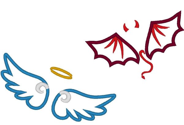 Рисунки сердце с крыльями ангела и демона