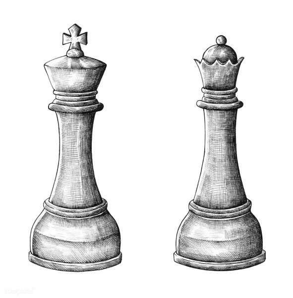 Ферзь и Король в шахматах рисунок