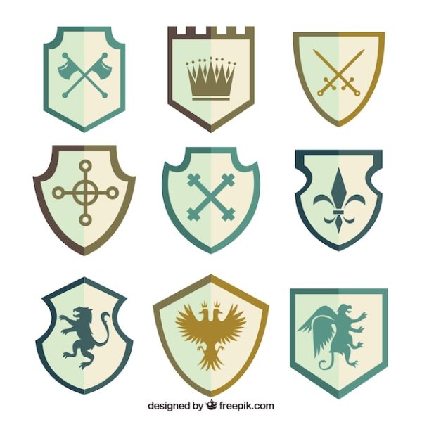Рыцарские щиты с гербами
