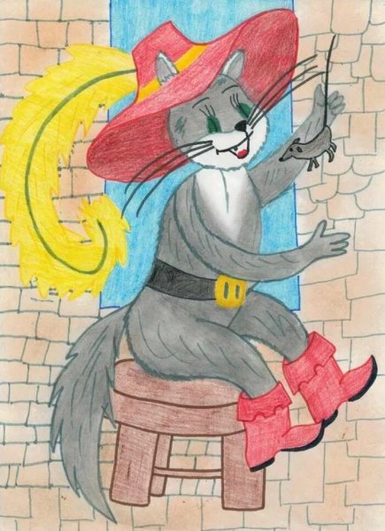Рисунки сказочный герой кот в сапогах