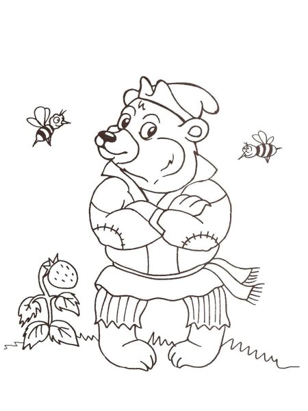 Медведь Теремок раскраска для детей
