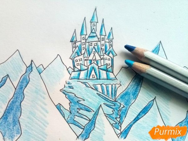 Рисунки сказочный замок снежной королевы
