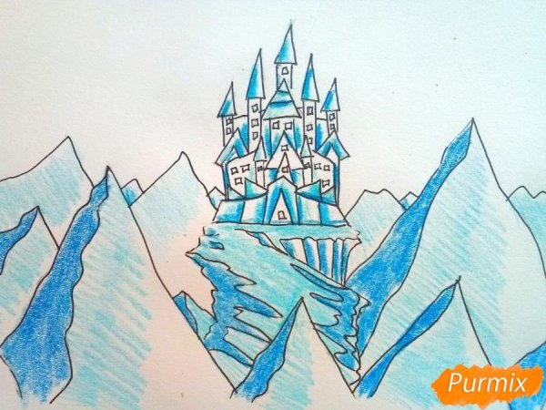 Рисование дворец снежной королевы