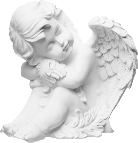 Скульптура ангела на белом фоне