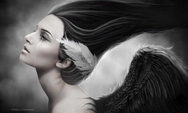 Девушка с черными крыльями
