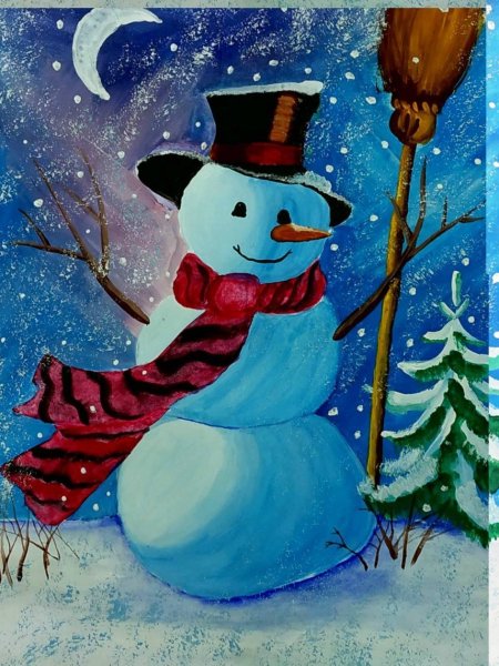 Рисунки снеговик и дерево