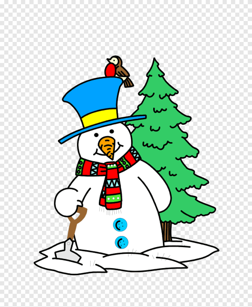 Снеговик с елкой рисунок