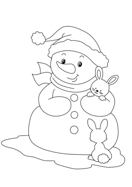 Снеговик рисунок для детей раскраска