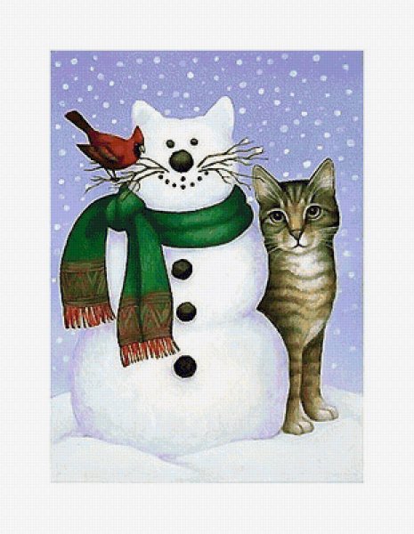Кот и Снеговик арт