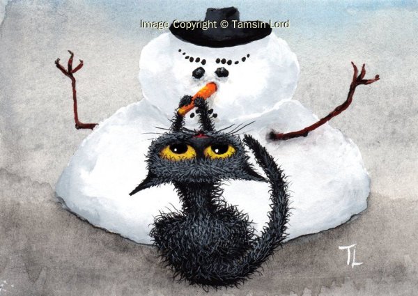 Кот и Снеговик арт