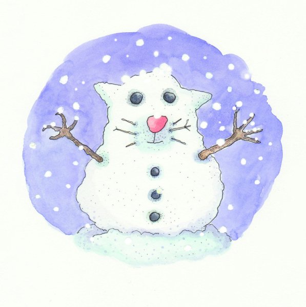 Картина котик Снеговик