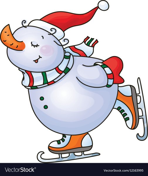 Снеговик на коньках вектор