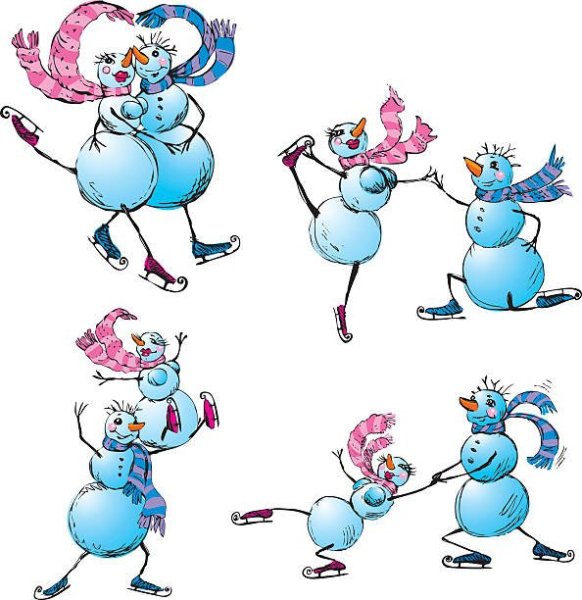 Рисунки снеговик на коньках