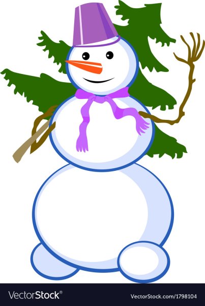 Нарисовать елку и снеговика