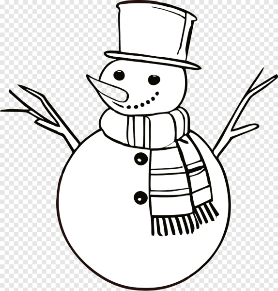 Снеговик с шарфом раскраска