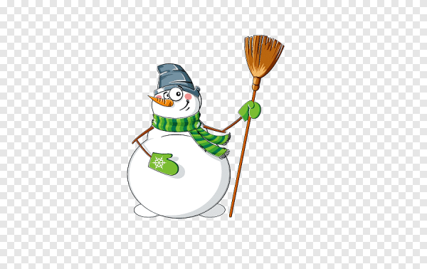 Снеговик с ведром и шарфом