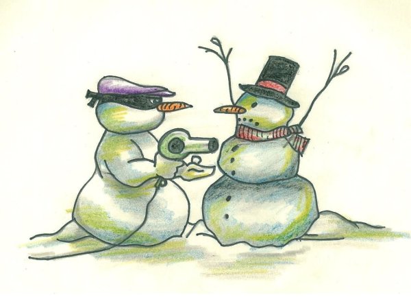 Иллюстрации Снеговик забавный