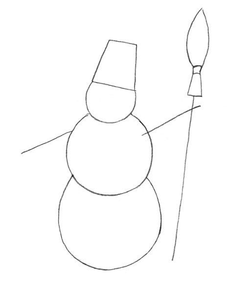 Снеговик шаблон для рисования