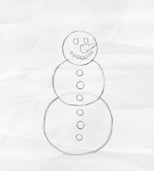 Нарисовать снеговика поэтапно