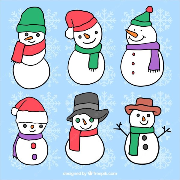Рисование разные Снеговики