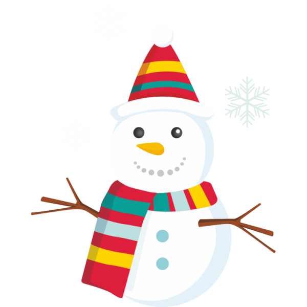 Снеговик в шапке и шарфе