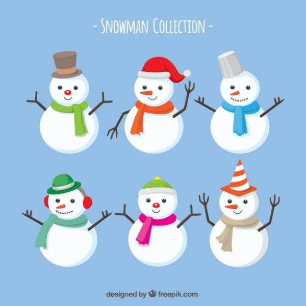 Аппликация Снеговики в шапочках и шарфиках