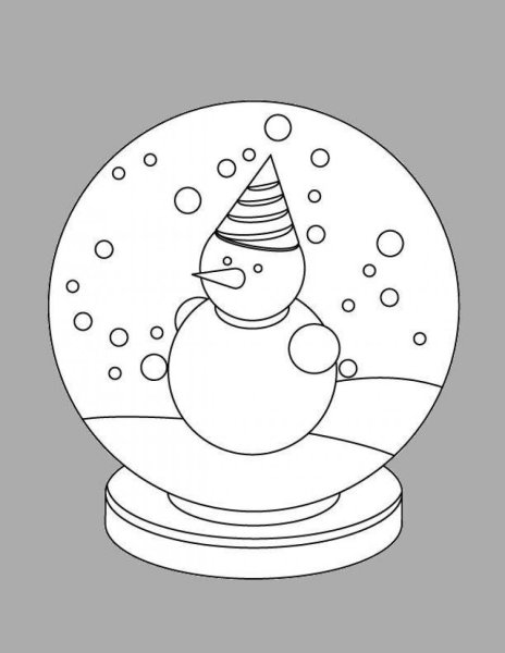 Новогодние раскраски в шаре Снеговик