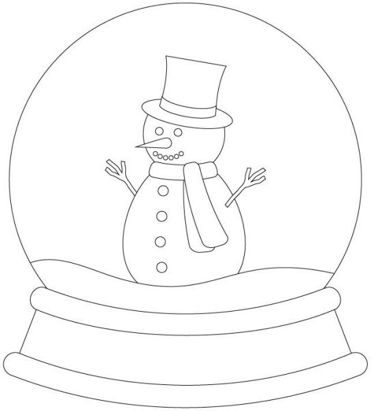 Снеговик в шаре раскраска