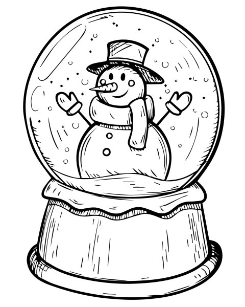 Рисунки снеговик в шарике