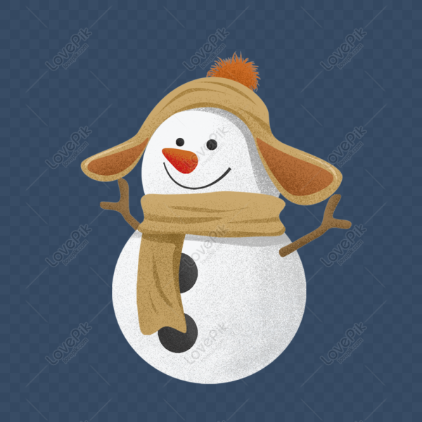 Снеговик в шапке ушанке рисунок