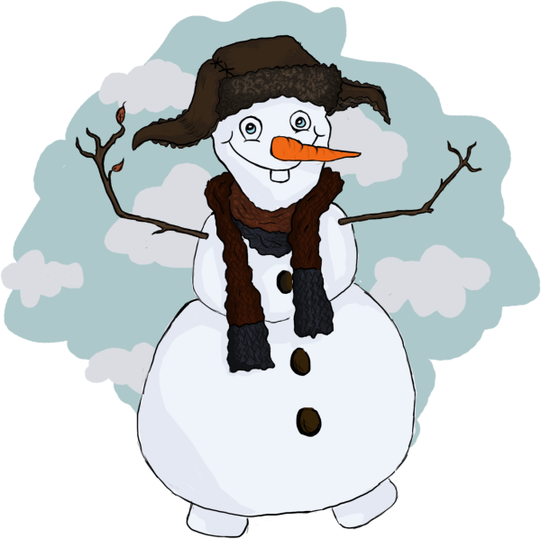Снеговик в шапке ушанке