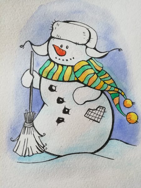 Нарисовать снеговика