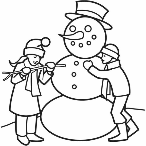 Рисунки снеговика девочки и мальчика