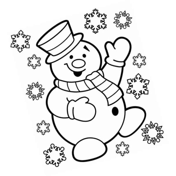 Снеговик раскраска для детей