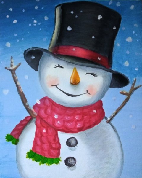 Снеговик рисунок на новый год