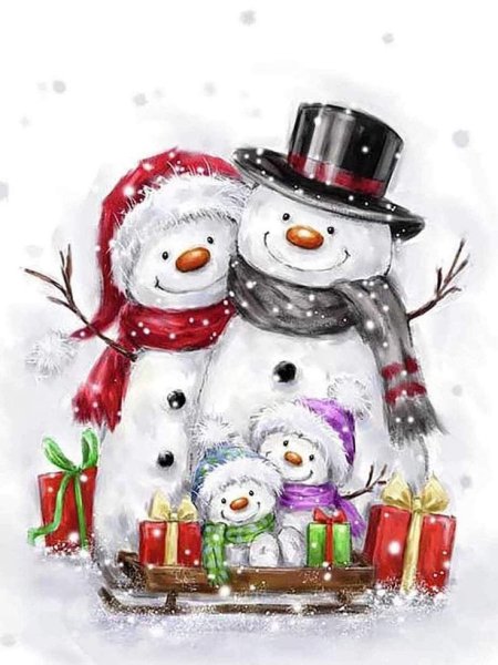Новогодняя семья снеговиков