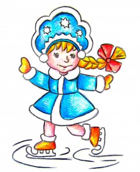 Рисунок Снегурочки для детей