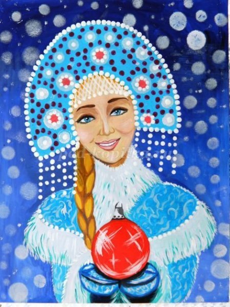 Портрет Снегурочки для рисования