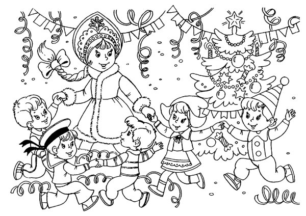 Новогодний праздник раскраска для детей