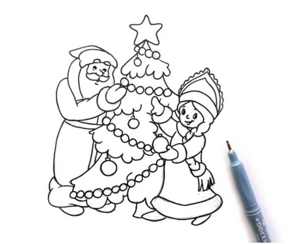 Срисовки Деда Мороза и Снегурочки