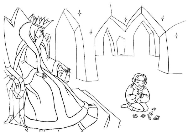 Раскраска Снежная Королева из сказки