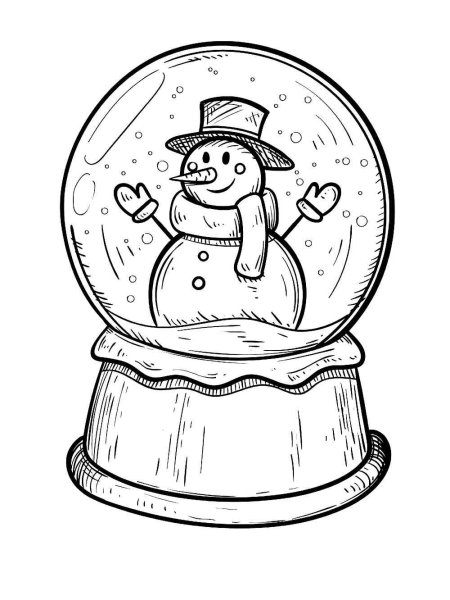 Рисунки снежный шар со снеговиком
