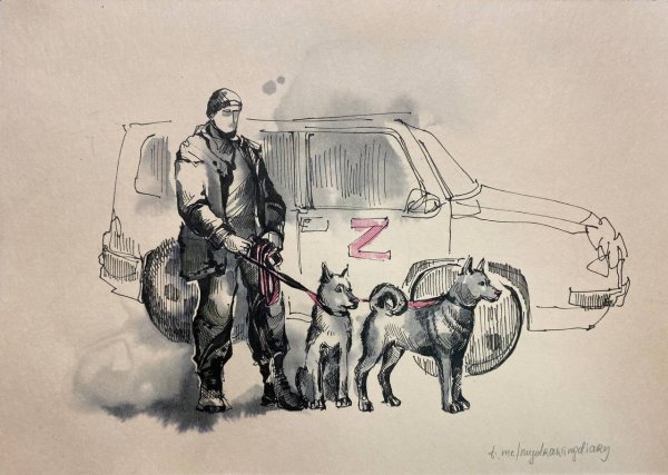 Рисунок карандашом собака спасает солдата