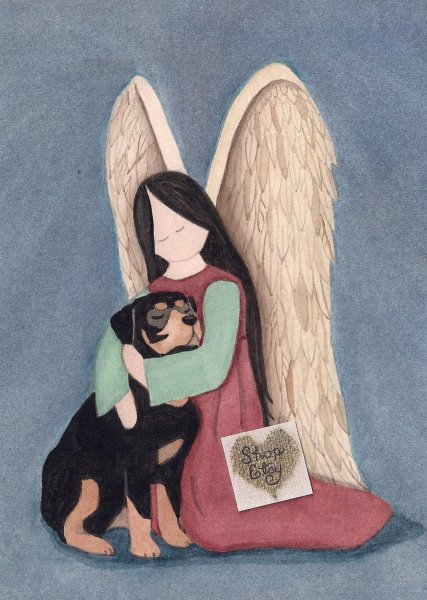 Ангел с собакой иллюстрации
