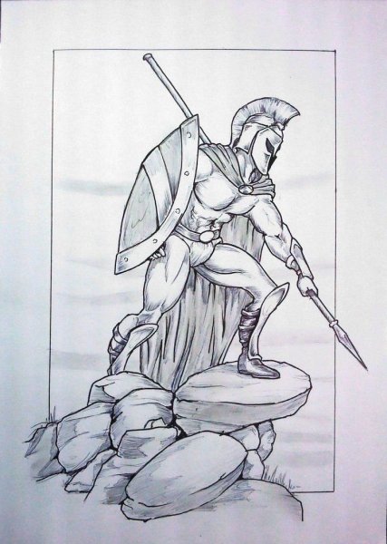 Спартанец рисунок карандашом