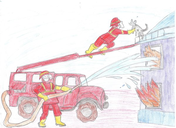 Работа пожарных рисунок