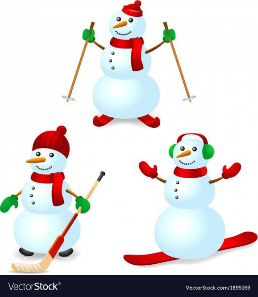 Снеговик на лыжах и коньках