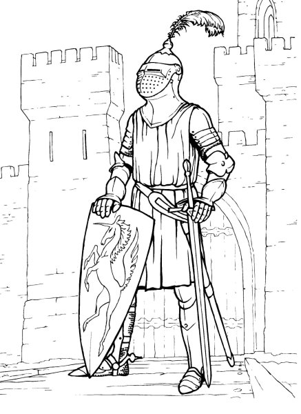 Раскраска Рыцари средневековья