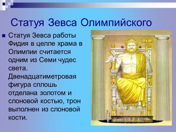 3 Чудо света статуя Зевса в Олимпии